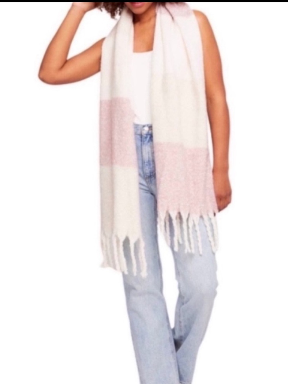 NEW Gentle Fawn Pastel Colorblock Scarf Huntington Wrap Off White Pink Taupe Tan